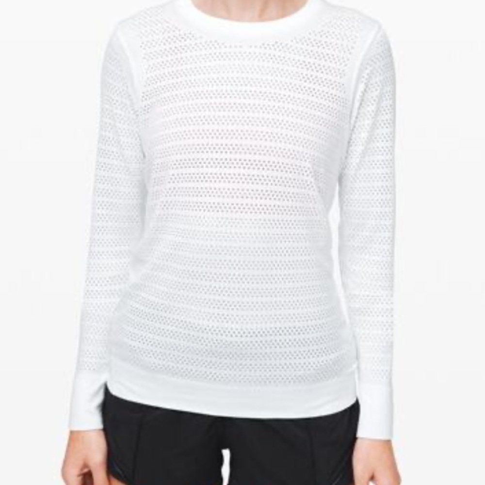 Lululemon Breeze By Long Sleeve Squad - 6 Mesh Knit Women's Top